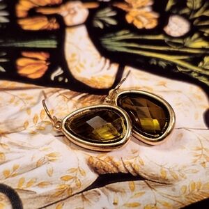 Chic Gold and Olive Teardrop Earrings